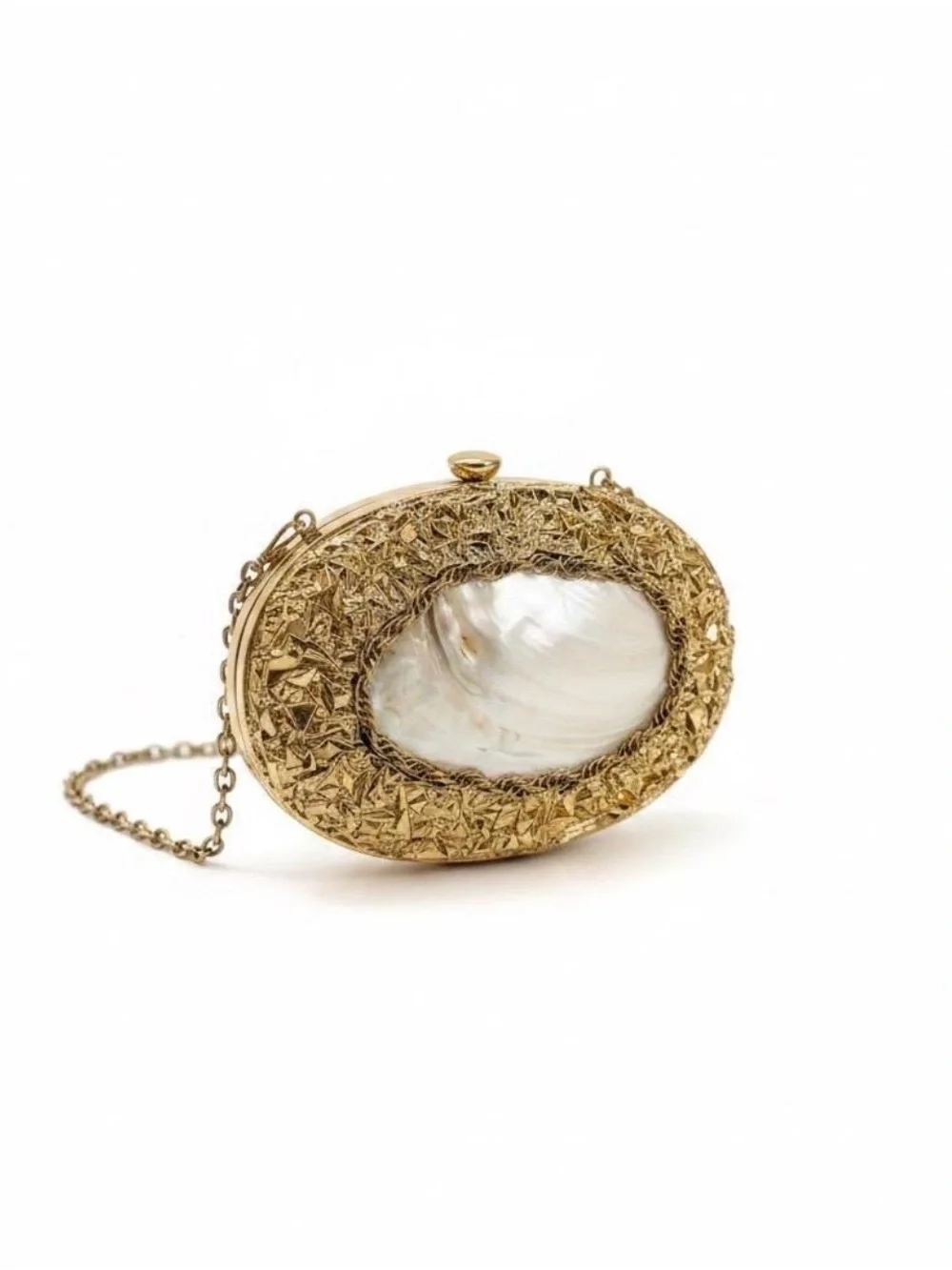 Natural Shell Clutch - Brass Frame Statement Clutch